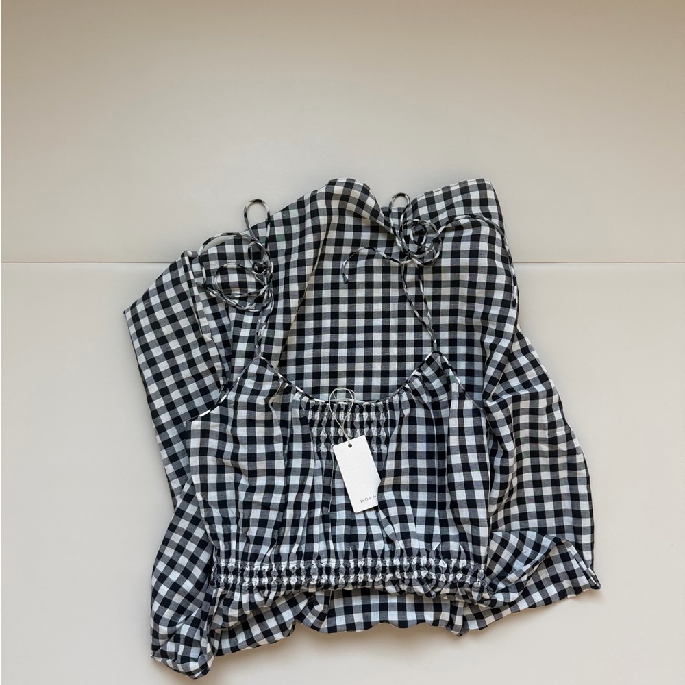 Doen Leslie Black and White Gingham Midi Dress - Picture 2 of 11
